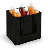 Flaschentasche 6 Fächer je 1,5 Liter – Reißfester Flaschenträger mit Klettgriff & Trennwänden – Faltbarer Getränkekorb & Flaschenkorb für Wasserflaschen, Wein, Bier – Kofferraum Organizer, Schwarz