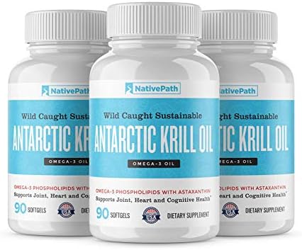 Native Path Antarctic Krill Oil- Rich with Omega 3, Vitamins A, E, B9, B12, Including Choline, Phospholipids and Astaxanthin, Benefits The Immune System, Mood, and Memory (90 softgels per Bottle)