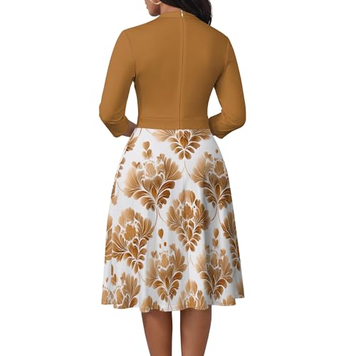 Image of PinkPatty Women's Casual A-line Midi Dresses 3 /4 Sleeve V Neck Fit and Flare Dress with Pockets