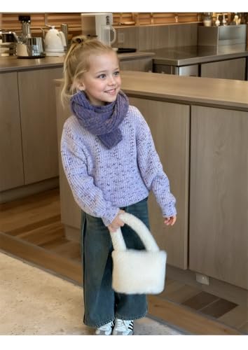 Girls Knit Sweater Long Sleeve Crewneck Solid Pullover Knit Tops4