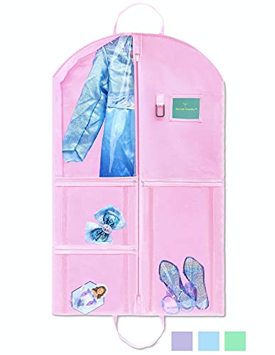 Waterproof Hanging Garment Bag 40 Inch Clothes Bag With Gusset, 5 Pockets & Side Zip For Dance Costumes, Sports, Skating, Theatre, Beauty Pageants, Cheer & More By Kendall Country, Cotton Candy Pink #TOP5