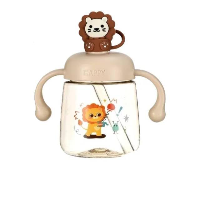 Baby Bite Resistant Soft Silicone Straw Sipper Cup with Handle, with Weighted Straw, Sippy Cup with Anti Spill Lock, BPA Free, 6m+, 300 ml-image-12