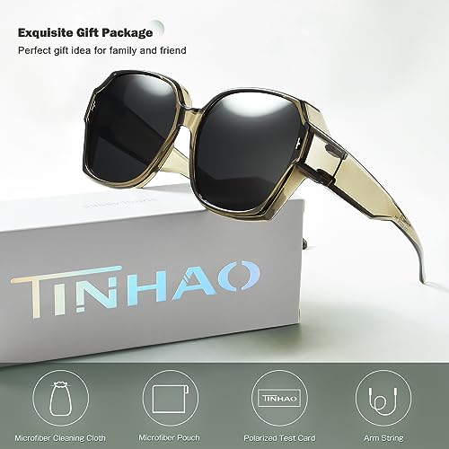 Square Fit Over Glasses Sunglasses for Women, Polarized Sunglasses Wear Over Prescription Glasses UV Protection4