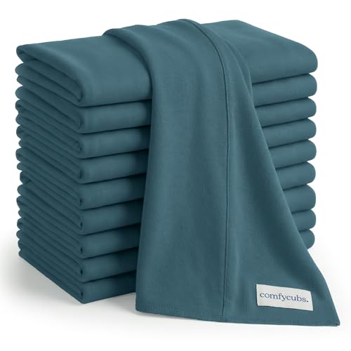 Image of Comfy Cubs Baby Burp Cloths Set (Pack of 10) - Large, 6-Layer, Ultra Absorbent 100% Cotton for Infant Spit-Up, Drool, and Messes - Soft, Gentle, Thoughtful New Born Baby Gifts, Neptune