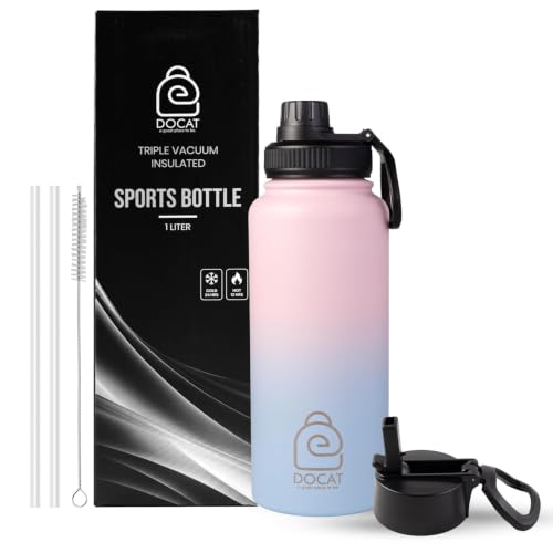 Image of DOCAT Water Bottle 1 Litre, Stainless Steel Sipper Water Bottle, Leak Proof Lid, Rust Proof, 24 Hours Hot and Cold Thermosteel Vacuum Insulated Water Bottle