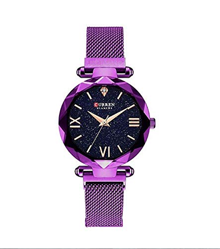 CURRENQuartz Analogue Calendar Waterproof Stainless Steel Band Women's Wrist Watch (Black)