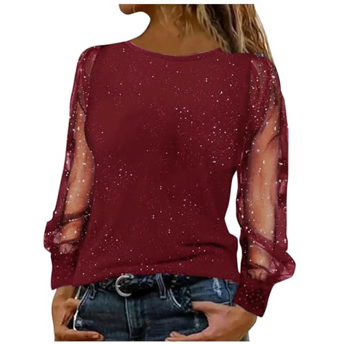 NUSGEAR Blusa Mujer Manga Larga Elegantes Patchwork Pullover Suelta