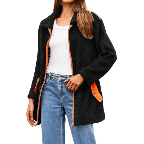Chaqueta de forro polar para mujer, chaqueta deportiva de talla grande, abrigos de parka para mujer, chaquetas de invierno para mujer, abrigos formales ligeros, Negro, XXL
