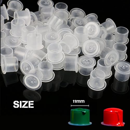 Emalla 1000pcs Small Ink Caps Disposable Tattoo Ink Cups with Base 11mm Clear Plastic Pigment Caps Permanent Makeup Container - Image 3