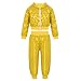 Girls Sequins Jackets Set 2 Piece Breathable Zip up Glitter Cropped Coats Pants Outfits Ribbed Cuffs (Yellow, 5-6 Years)