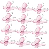 GALPADA 100 Stück Schmetterlings-hochzeitsdekoration Heiraten Mini Winzig Schier Netz Schmetterlingsmittelstücke Für Tische Draht Fliegen Konfetti Organza Stoff Rosa Ferrolegierung