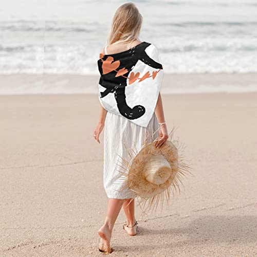 Susiyo G277671630P484C519S1045 Cute Black Cat Heart Large Square Scarves Silk Scarf Kerchief Hair Scarves Neckerchief Headscarves Bandanas Shawl Wraps thumb #4