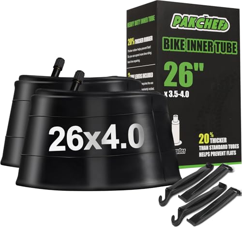 PAKCHEF 26x4.0 Fat Bike Tube with Schrader Valve - Heavy Duty E-Bike Bicycle Fat Tire Inner Tubes for 26 inch x 3.5/4.0 Electric Bicycle Road Mountain