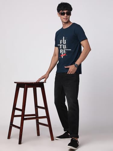 Image of ADRO Men's Graphic Printed 100% Cotton T-Shirt - Regular Fit, Printed T-Shirts for Men