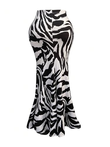 SOLY HUX Women's Zebra Print Maxi Skirt High Waisted Fishtail Bodycon Going Out Long Skirts2