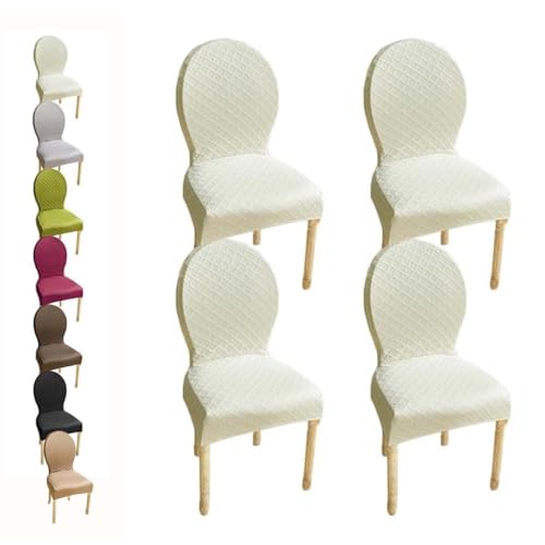 Juego de 6 fundas elásticas para sillas de comedor ovaladas/redondas, protectores de ajuste personalizado para sillas grandes y pequeñas, 4 piezas incluidas