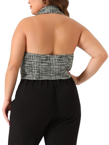 Agnes Orinda Plus Size Waistcoat for Women Tweed Halter Neck Sleeveless Single Breasted Vintage Vests4
