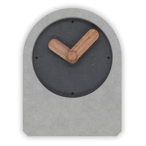 COMMA Haze | Desk & Shelf Analog Clock | Size (13cm X 10cm) (5.11inch X 3.93) | Wooden Finish Table Clock | Battery Operated | Composite Material - Black