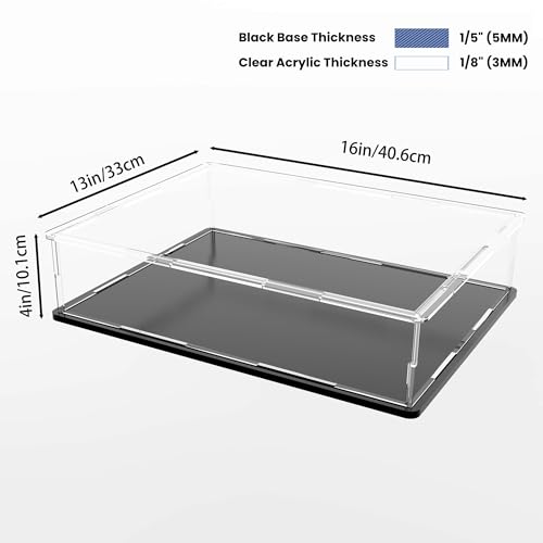 Image of Acrylic Display Case for Collectibles, Books and Medals, Clear Display Box with Thick Base and Lid for Protection and Displaying, 16x13x4-inch