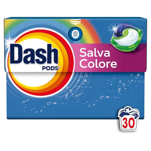 Dash Pods Detersivo In Capsule, 30 Lavaggi, Salva Colore, Rimuove Le Macchie, Igienizza, Brillantezza Per I Capi