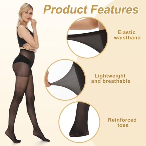 Image of MANZI 6 Pairs Pantyhose for Women 20 Denier High Waist Sheer Tights