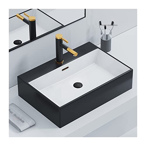 Lavabos de baño anti-salpicaduras lavabo rectangular negro mate 2