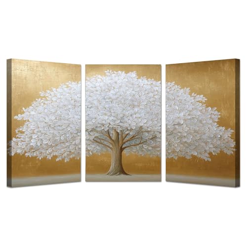 Arbre de la vie Toile Tableau grand format 50x70cm avec cadre blanc prêt à suspendre