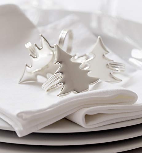 EDZARD Servetring Dennenboom, verzilverd, aanslagbestendig, 4 per Set - Image 4