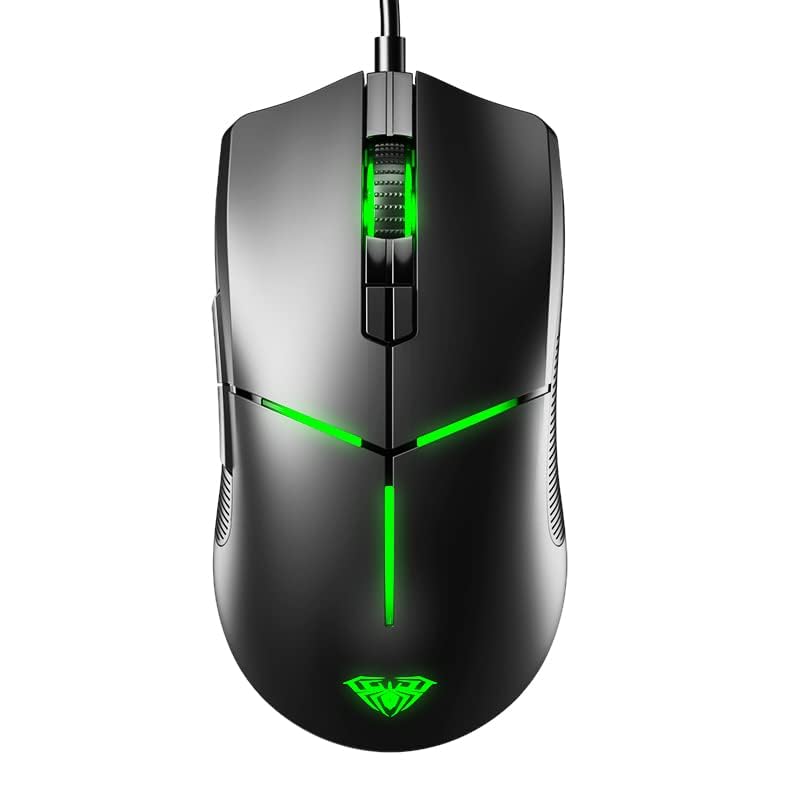 Image of AULA F820O Wired Optical Mouse with 8 Key | RGB Backlight, 6400DPI Wired Optical Mouse (USB 2.0 - Black)