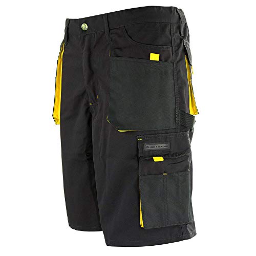 REIS, Pantalon de Travail Court pour Hommes, 270g/m², 65% Polyester 35% Coton, Noir-Jaune, Taille: L - Image 3