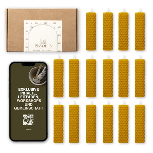 BESOULS 16 Bienenwachskerzen 100% Bienenwachs Candles für Rituale...