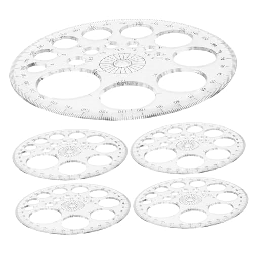 FUNOMOCYA 6個 全円量角器 精密製幾何学描画定規 建築 土木 技術設計向け多機能測定ツール 学生やプロ用 対応