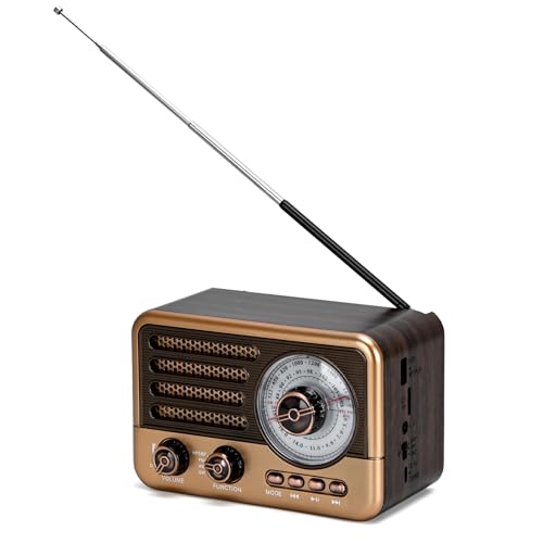 Radio portable 3 bandes FM AM SW bluetooth rechargeable avec lecteur MP3 USB et lampe LED