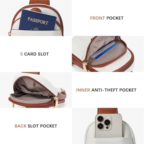 Image of INOVERA (LABEL) Stylish Sling Bags for Women, Girls, Ladies - Crossbody Faux Leather Chest Bag - Travel Shoulder Purse with Adjustable Strap (White)