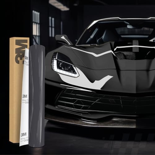 Finest Folia 3M 2080 Lámina autoadhesiva para envolver el coche de auto, moto y barco con protección de laca 3D con canales de aire para pegar (HG81 Gris Meteor alto brillo, 100 x 152 cm)