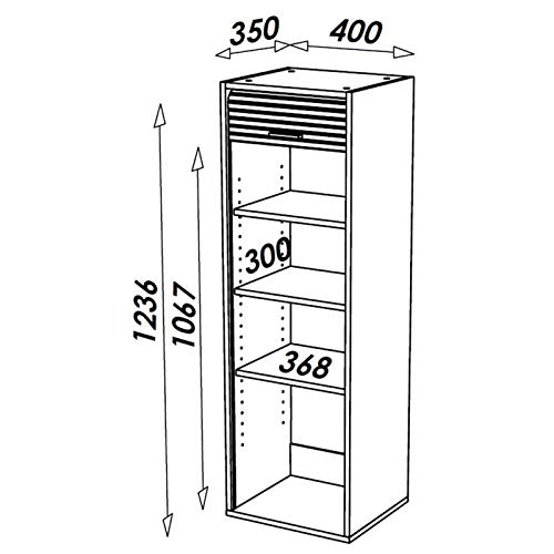 SIMMOB Meuble de Cuisine Alu 1 Rideau 4 Niches L 40 H 123.6 P 35 cm