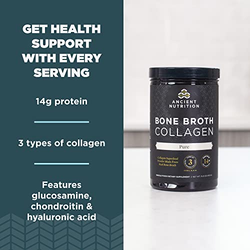 Ancient Nutrition Collagen Powder, Bone Broth Collagen, Pure, Hydrolyzed Multi Collagen Peptides, Supports Skin and Nails, Joint Supplement, 30 Servings, 15.9oz - Image 5