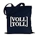 Produktbild JUNIWORDS Jutebeutel, Wähle ein Motiv & Farbe, Voll Toll (Beutel: Marine Blau, Text: Weiß)