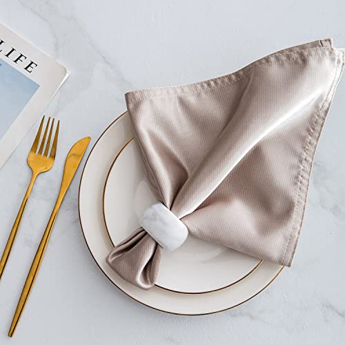 Set Of 4 White Marble Napkin Rings-Handmade Natural Stone Napkin Ring Holders For Dining Table, Vintage Farmhouse Natural Style Table Decoration #TOP2