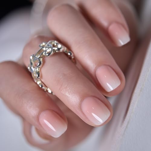 Image of CurvLife Extra Short Square Press On Nails, Beige, Cream Fade, Soft Gel