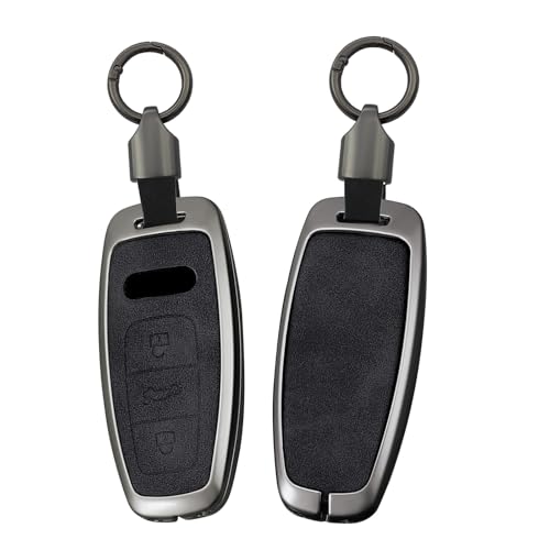 Funda para llave de coche en piel genuina para Audi Q7 Q8 A6 y E-Tron con llavero elegante