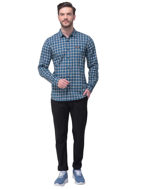 Image of Woodland Mens Cotton Printed Casual Regular Fit Full Sleeves Shirt