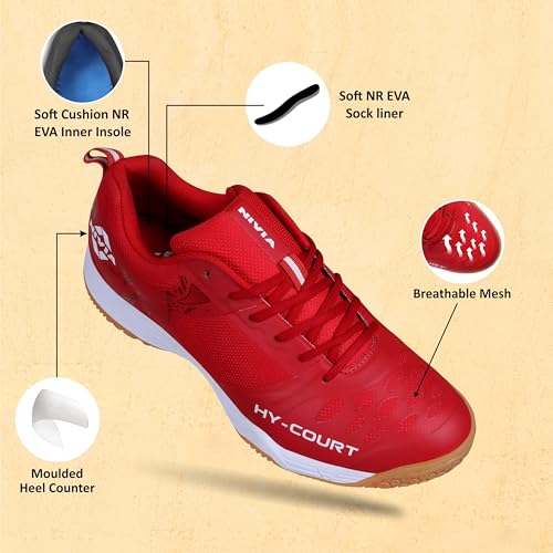 Image of NIVIA HY-Court 2.1 Badminton Shoes for Men | Ultimate Footwear for Court Mastery | Padel Shoes | Pickleball Shoes | Non-Marking Court Shoes | Unleash Your Full Court Potential | (Navy Blue /Red /Yellow /Black)