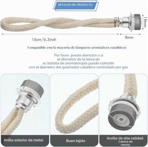 Miniatura 6 de 2 Mechas Para Lámpara Berger, Mecha De Repuesto Para Lámpara De Aceite Para Todas Las Lámparas Catalíticas, Mecha Para Quemador, Difusor De Aromaterapia, Decoración Del Hogar, Cabeza Plateada 2