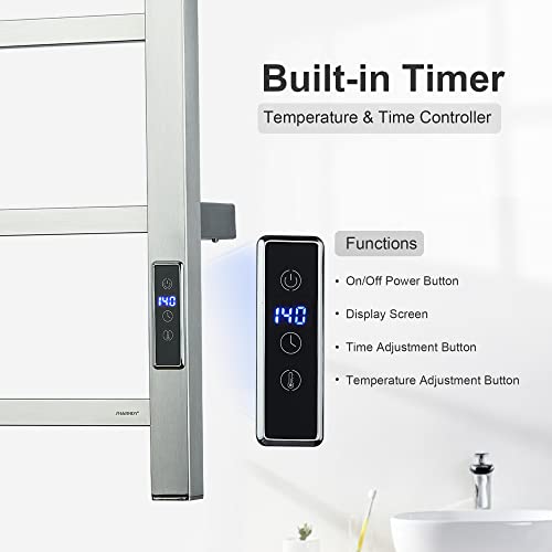 Sharndy Towel Warmer With Built-In Timer Etw13-2A For Bathroom Wall Mounted Bath Towel Heater Plug-In Electric Heated Towel Rack Brushed #TOP2