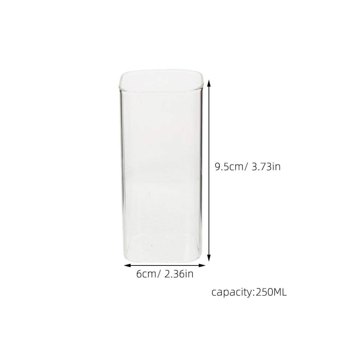 DECHOUS Design Elegante Set di 6 Bicchieri in Vetro Quadrati da 250ml e Versatili Resistenti al Calore per Tè, Bevande e Eventi Formali per Casa e Regali