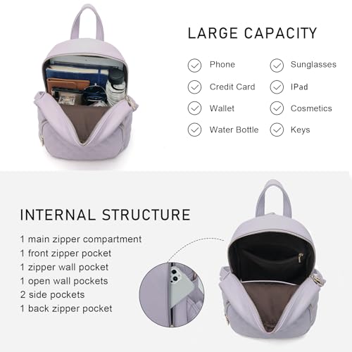 Image of Quilted Small Backpack for Women PU Leather Casual Handbag Daypack Purse | Stylish Quilted Design, water-resistant premium PU leather, matches all daily outfits, lightweight for everyday carry