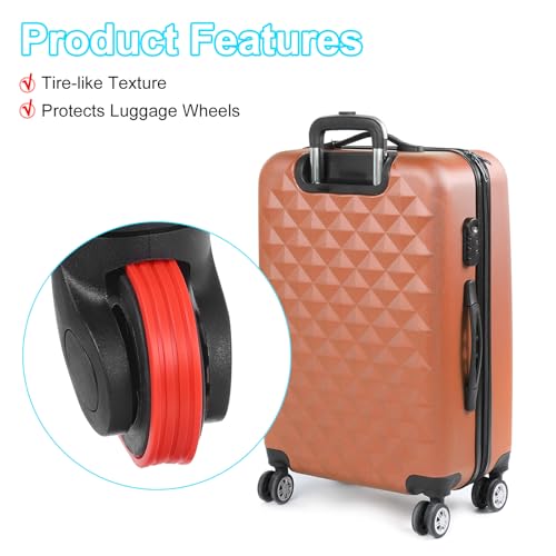 uxcell 2Pcs Luggage Wheels Covers, Anti-Noise Luggage Wheel Silent Protector Covers for Luggage Suitcases or Office Chairs Caster, Red3
