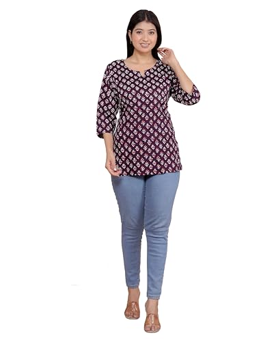 Image of Malikcraft Women's Rayon Printed Short Kurti Stylish Kurta for Women Trendy Short Kurta for Daily & Office Wear PR1