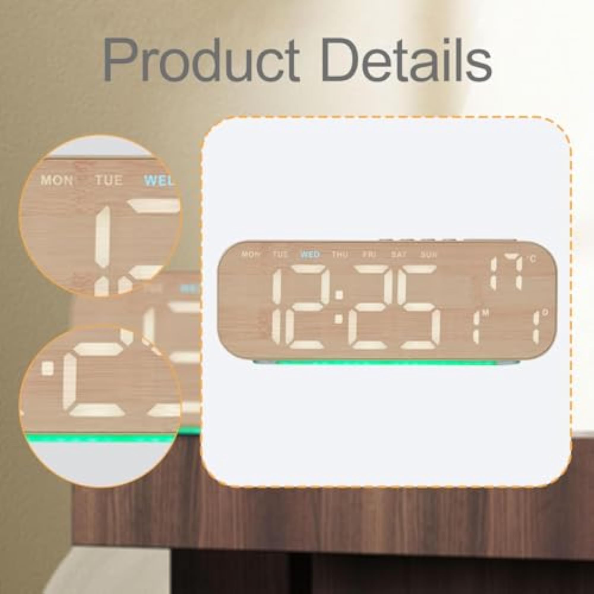 Stylish Portable Minimalist Digital Alarm Clock
